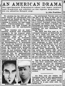 Zeitungsausschnitt "An American Drama"